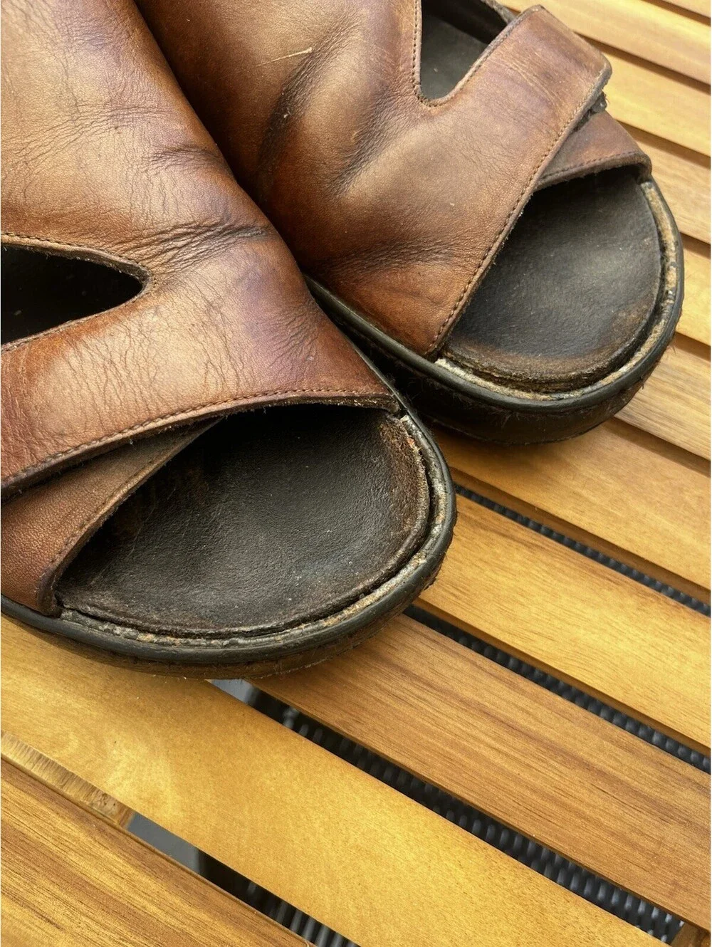 Mephisto Mobils James Sandals Mens EUR 46 US 13 Brown Leather Two Strap Summer